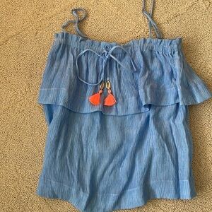Lilly Pulitzer blue top with tassels and shells Size XS